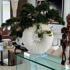 Große Ewigkeitsvase mit hängendem Bonsai und Treibholz